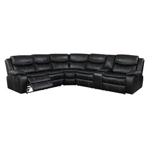 furniture of america monica transitional faux leather upholstered corner reclining sectional