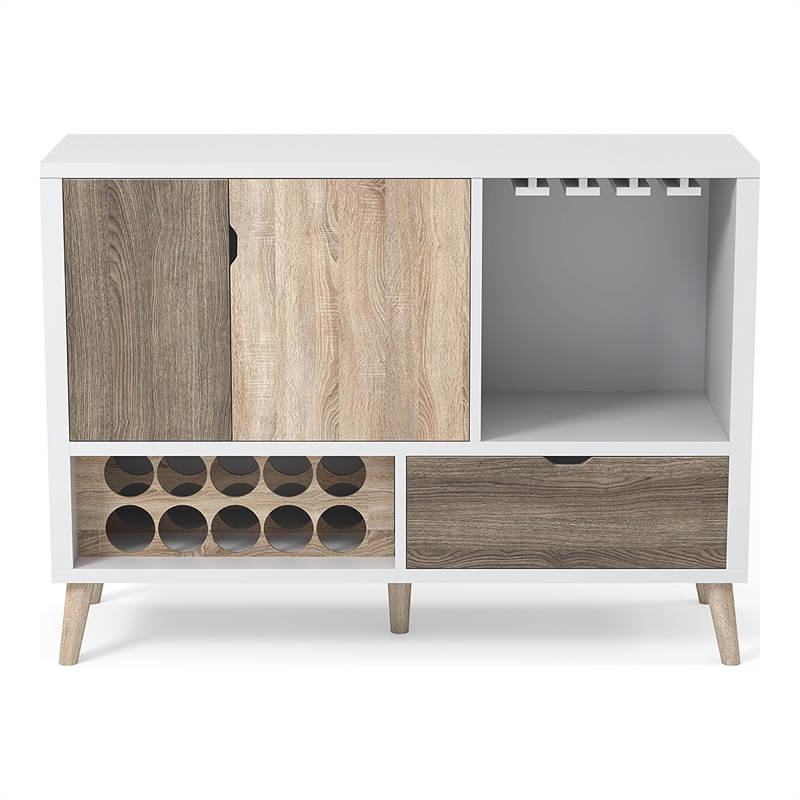 Furniture of America Vaughn Transitional Wood 10-Bottle Wine Rack in White