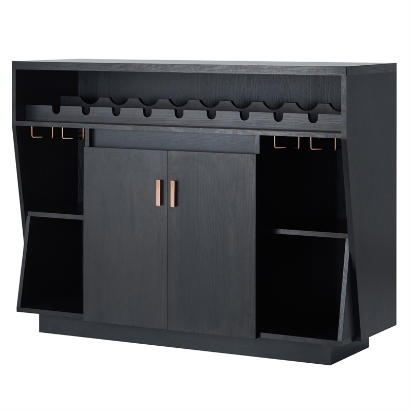 Furniture of America Trenta Wood Multi-Storage Buffet Cabinet in Black