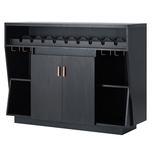 Furniture of America Trenta Wood Multi-Storage Buffet Cabinet in Black