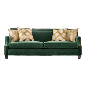 Furniture of America Stannis Transitional Microfiber Sofa in Emerald Green