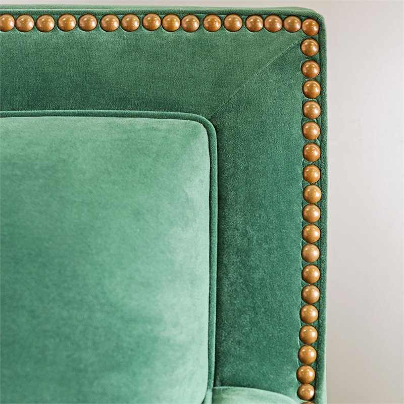 Furniture of America Stannis Transitional Microfiber Sofa in Emerald Green