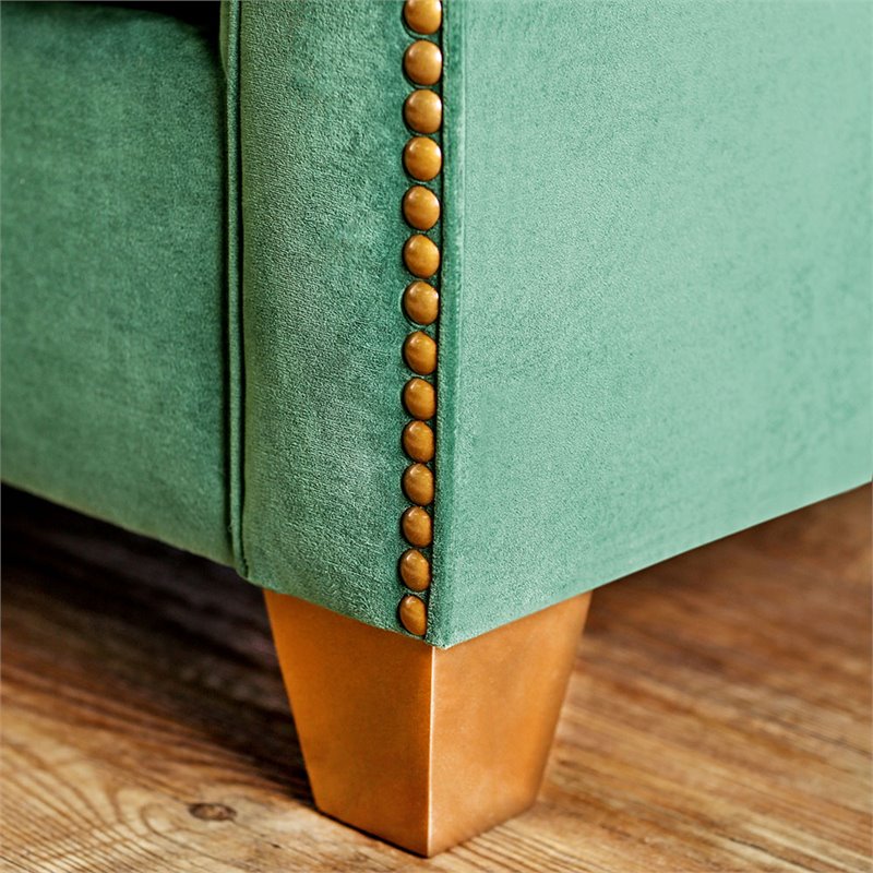 Furniture of America Stannis Transitional Microfiber Sofa in Emerald Green