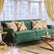 Furniture of America Stannis Transitional Microfiber Sofa in Emerald Green