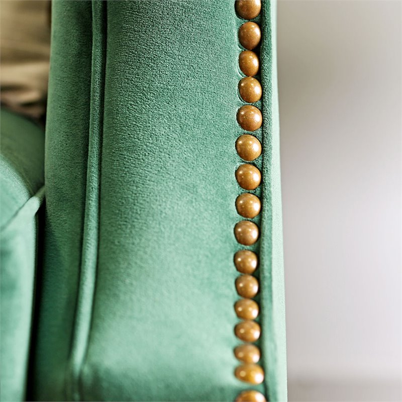 Furniture of America Stannis Transitional Microfiber Loveseat in Emerald Green