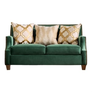 Furniture of America Stannis Transitional Microfiber Loveseat in Emerald Green