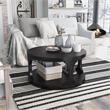 Furniture of America Arturo Solid Wood Open Shelf Coffee Table in Antique Black