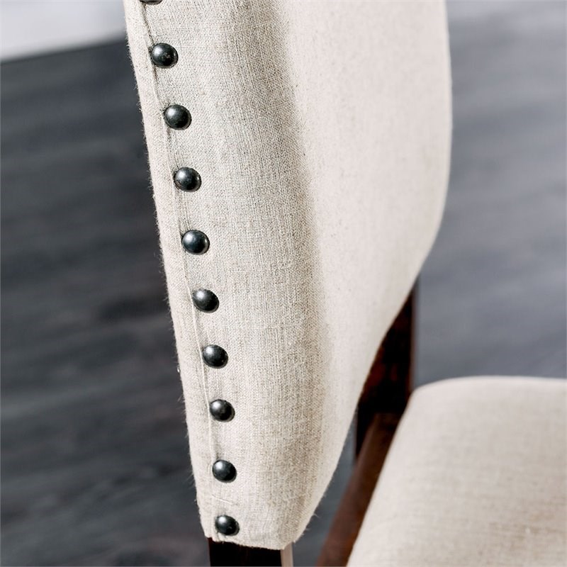 Furniture of America Elona Wood Nailhead Counter Stool in Cherry (Set of 2)