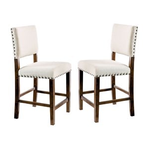 furniture of america elona wood nailhead counter stool in cherry (set of 2)