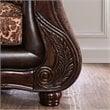 Furniture of America Eduard Traditional Faux Leather Cushioned Loveseat in Brown