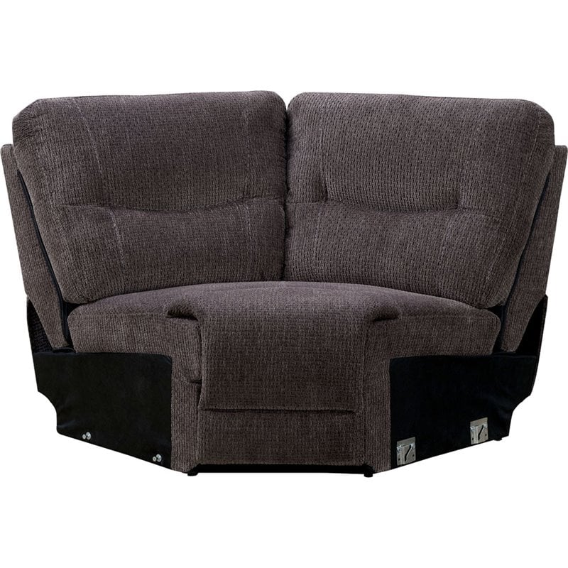 Furniture of America Dantes Transitional Chenille Recliner Sectional in Gray