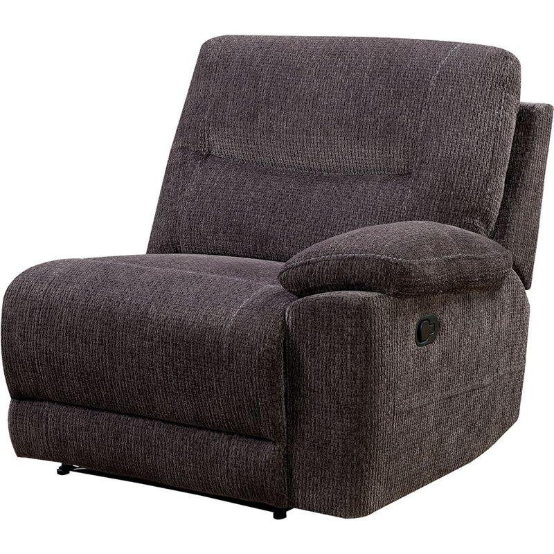Furniture of America Dantes Transitional Chenille Recliner Sectional in Gray