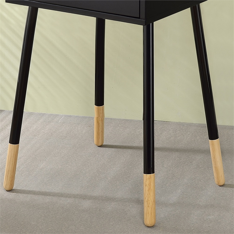 Furniture of America Pegle Engineered Wood and Metal 1-Drawer End Table in Black