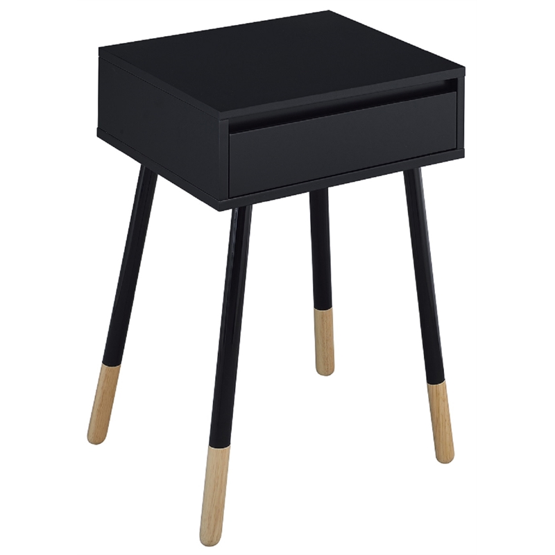 Furniture of America Pegle Engineered Wood and Metal 1-Drawer End Table in Black