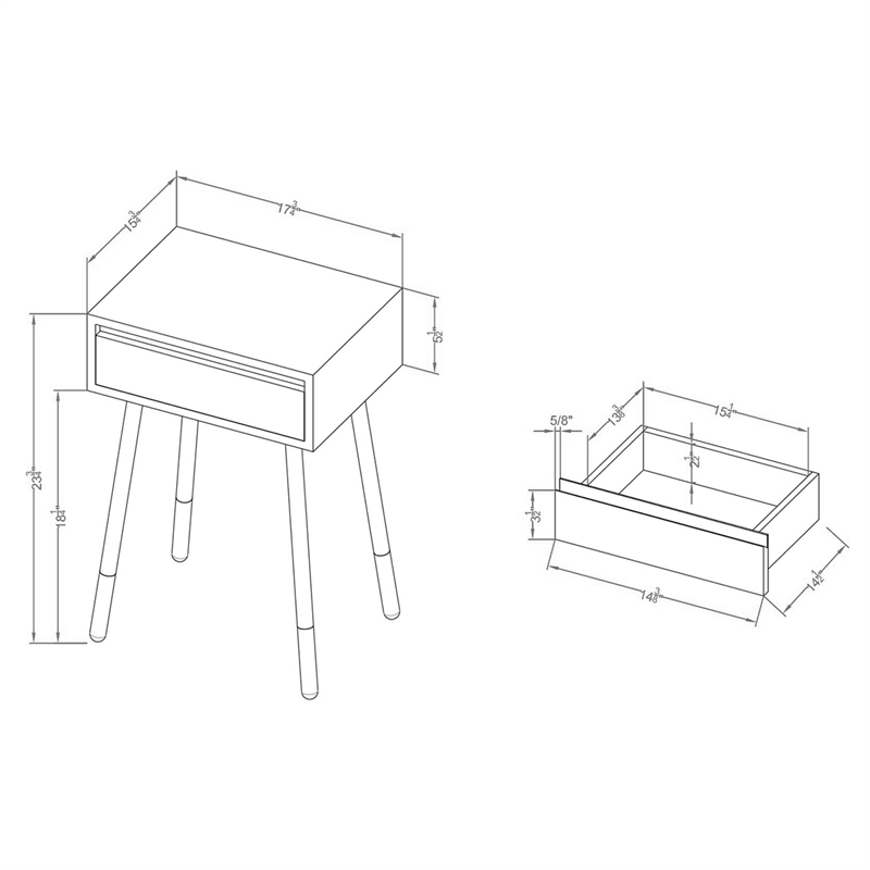 Furniture of America Pegle Engineered Wood and Metal 1-Drawer End Table in Black