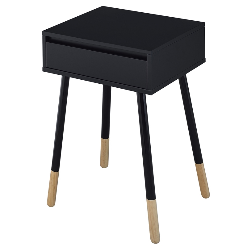 Furniture of America Pegle Engineered Wood and Metal 1-Drawer End Table in Black