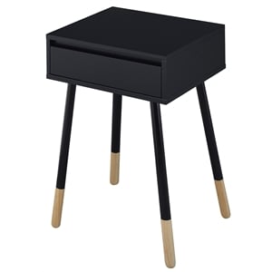 Furniture of America Pegle Engineered Wood and Metal 1-Drawer End Table in Black