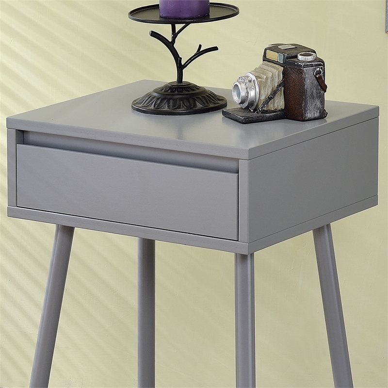 Furniture of America Pegle Engineered Wood 1-Drawer End Table in Gray