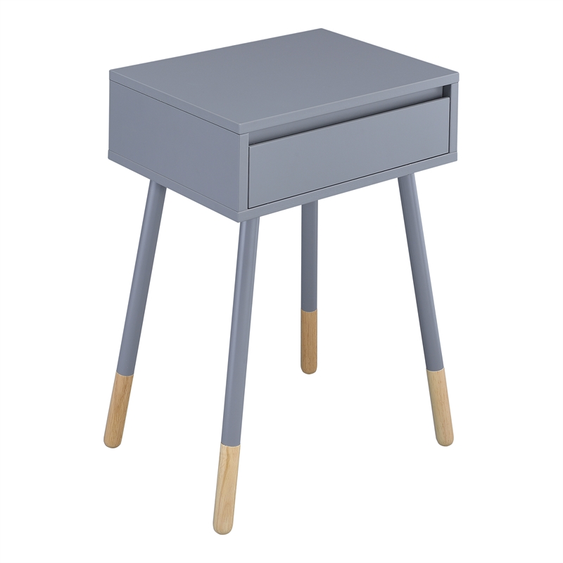 Furniture of America Pegle Engineered Wood 1-Drawer End Table in Gray
