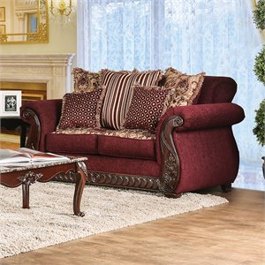 furniture of america clel traditional fabric loveseat