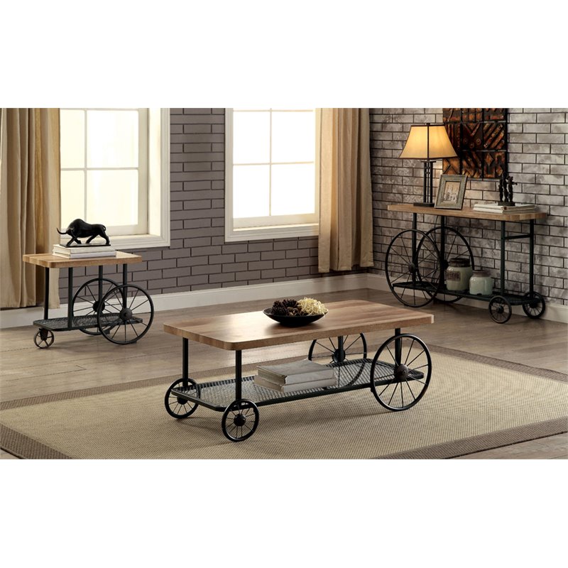 Furniture Of America Neva Caster Wheels Console Table In Sand Black Furniture Of America Neva Caster Wheels Console Table In Sand Black