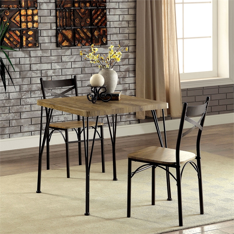 Furniture of America Kelle Transitional Metal 3-Piece Dining Set in Dark Bronze
