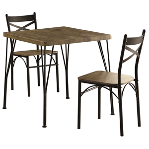Furniture of America Kelle Transitional Metal 3-Piece Dining Set in Dark Bronze