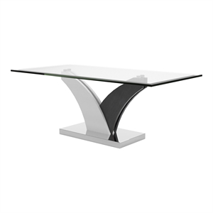 furniture of america tri contemporary glass top coffee table in white and gray