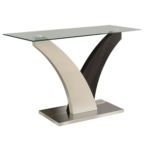 furniture of america tri contemporary glass top console table in white and gray