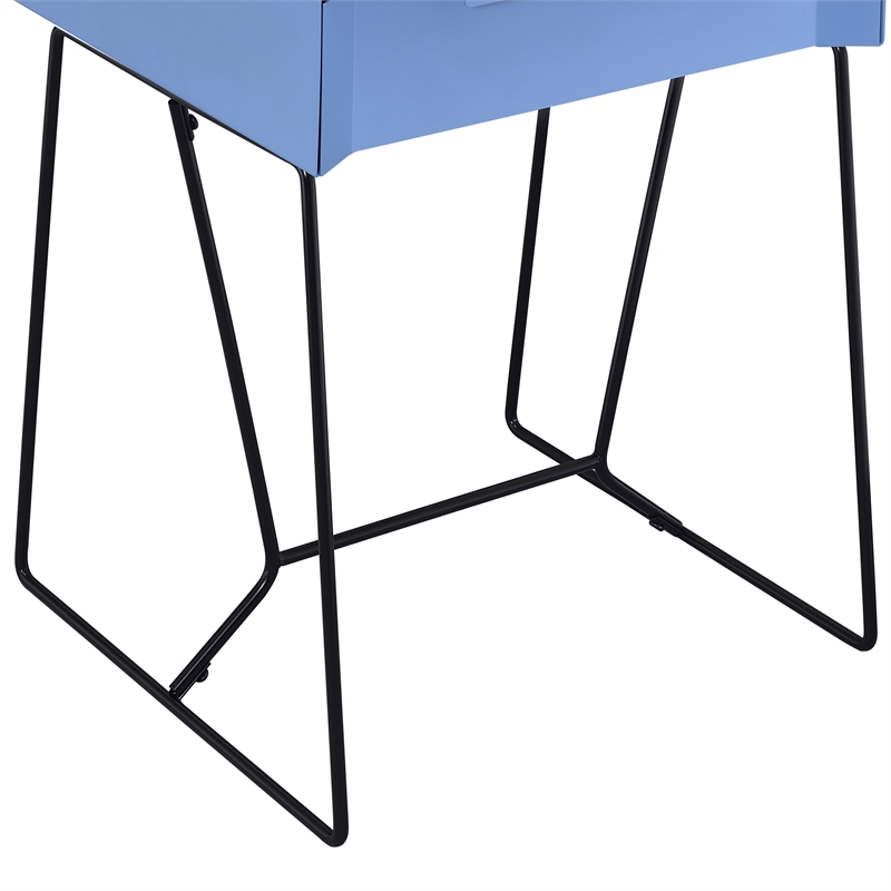 Furniture of America Eva Contemporary Metal 1-Drawer End Table in Blue