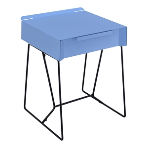 Furniture of America Eva Contemporary Metal 1-Drawer End Table in Blue