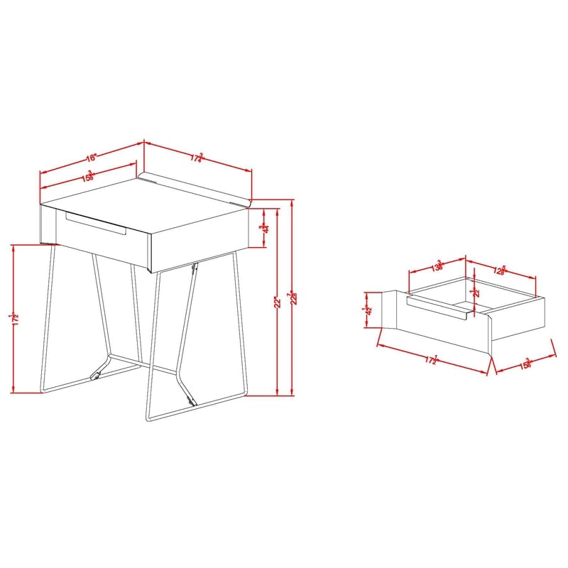 Furniture of America Eva Contemporary Metal 1-Drawer End Table in Gold Champagne