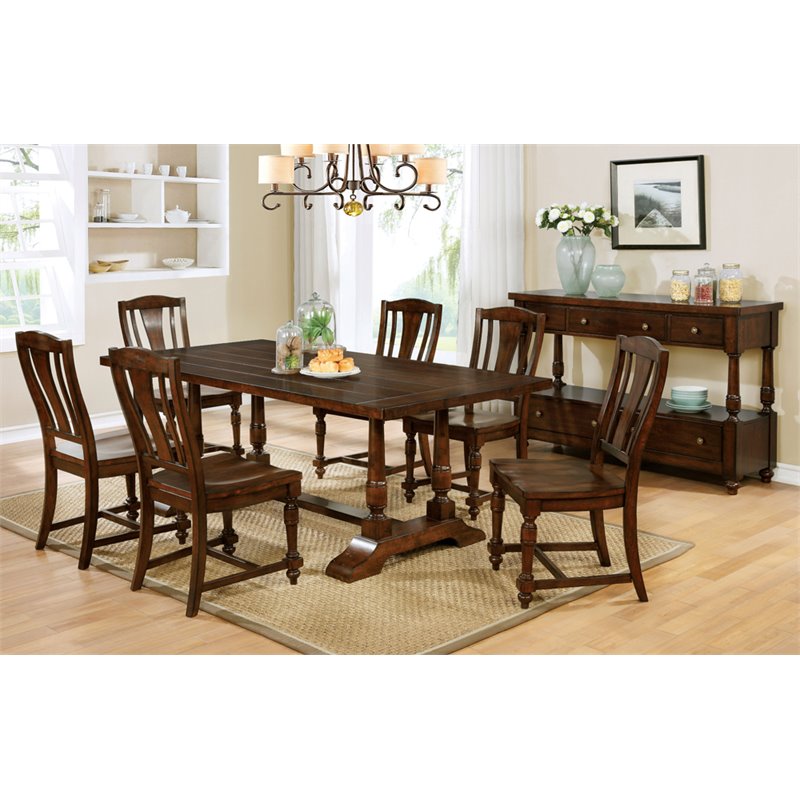 Furniture of America Tika Dining Table in Brown Cherry