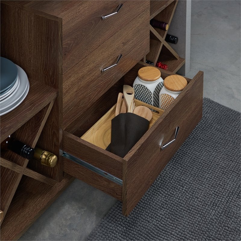 Furniture of America Dixen Wood Multi-Storage Buffet Server in Distressed Walnut