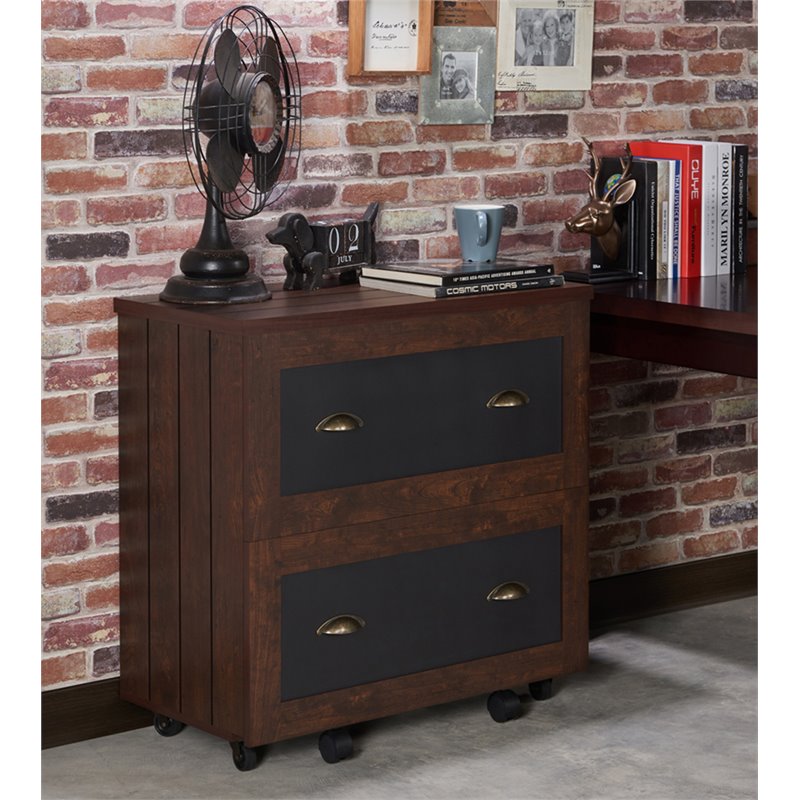 Furniture of America Waterford Wood 2-Drawer File Cabinet in Vintage Walnut