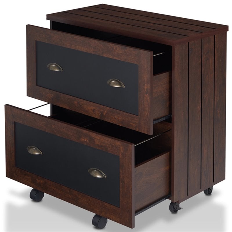 Furniture of America Waterford Wood 2-Drawer File Cabinet in Vintage Walnut