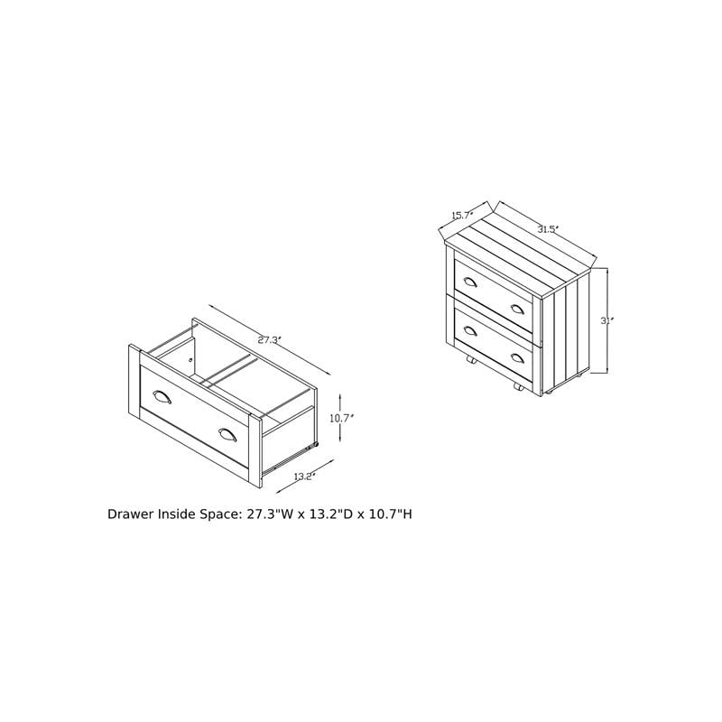 Furniture of America Waterford Wood 2-Drawer File Cabinet in Vintage Walnut