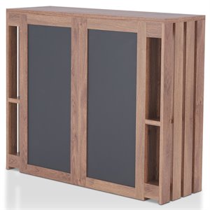 furniture of america edina contemporary wood 9-shelf bar cabinet in walnut