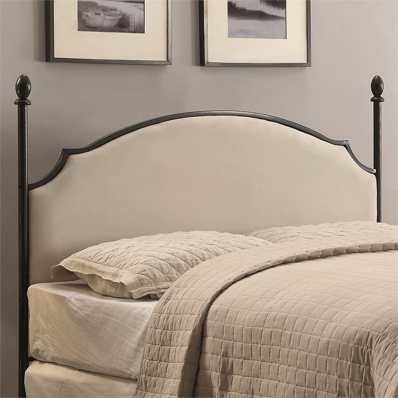 Furniture of America Freila Metal King Poster Panel Bed in Silver Gun Metal