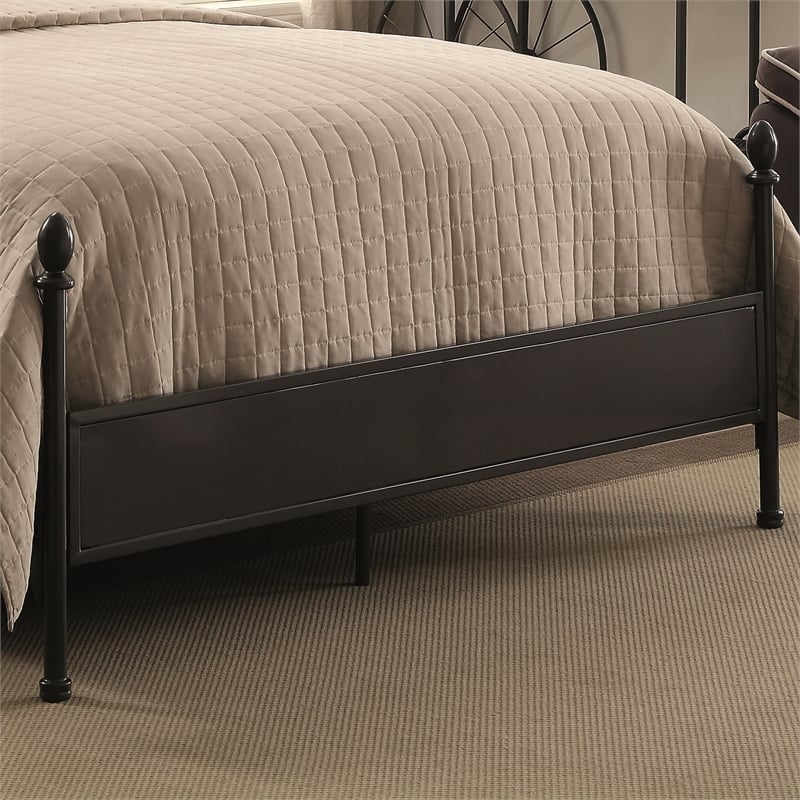 Furniture of America Freila Metal King Poster Panel Bed in Silver Gun Metal
