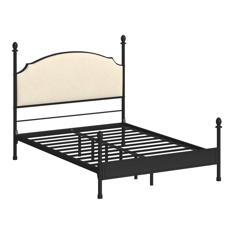 Furniture of America Freila Metal King Poster Panel Bed in Silver Gun Metal