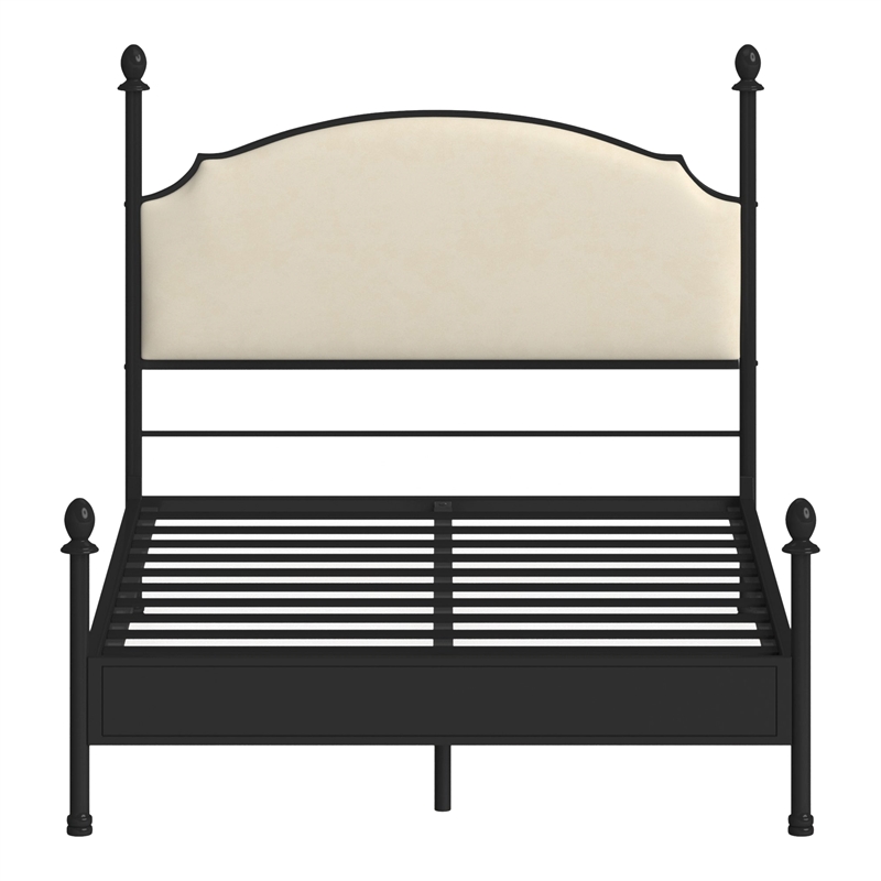 Furniture of America Freila Metal King Poster Panel Bed in Silver Gun Metal