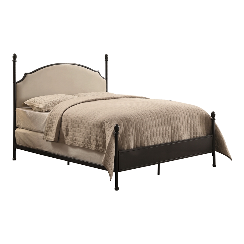Furniture of America Freila Metal Queen Poster Panel Bed in Silver Gun Metal