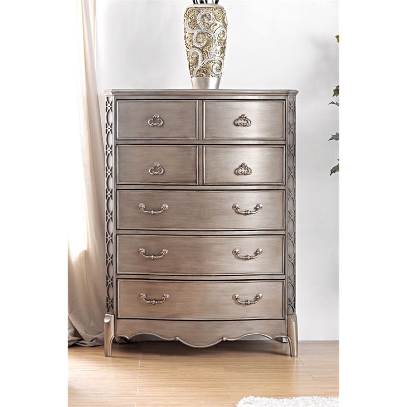 Furniture Of America Romi 5 Drawer Storage Chest In Brushed Gold Furniture Of America Romi 5 Drawer Storage Chest In Brushed Gold