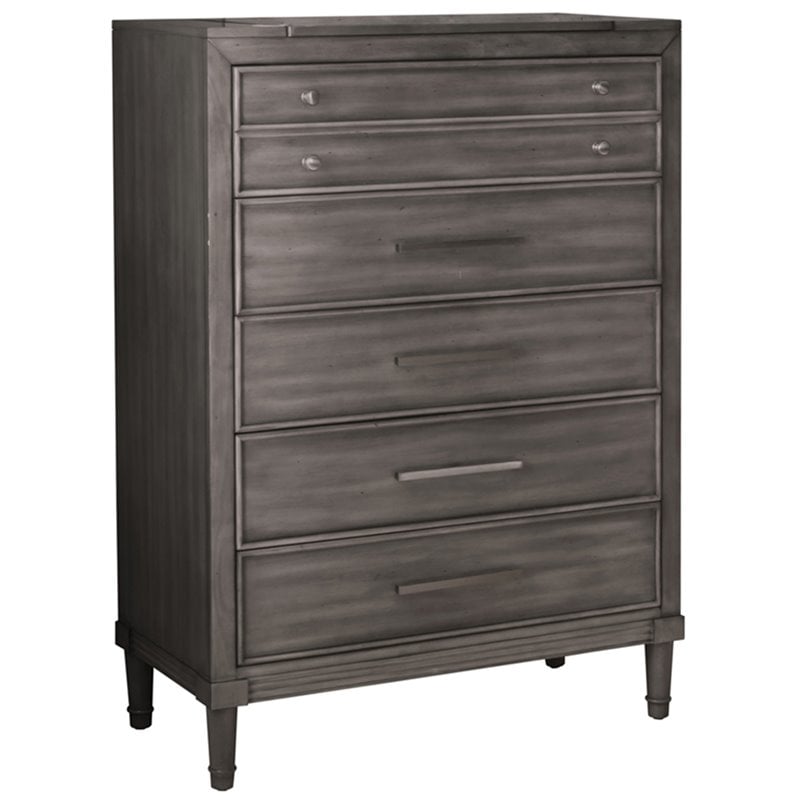 Furniture of America Cartagena Transitional Solid Wood 6-Drawer Chest in Gray