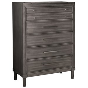 Furniture of America Cartagena Transitional Solid Wood 6-Drawer Chest in Gray
