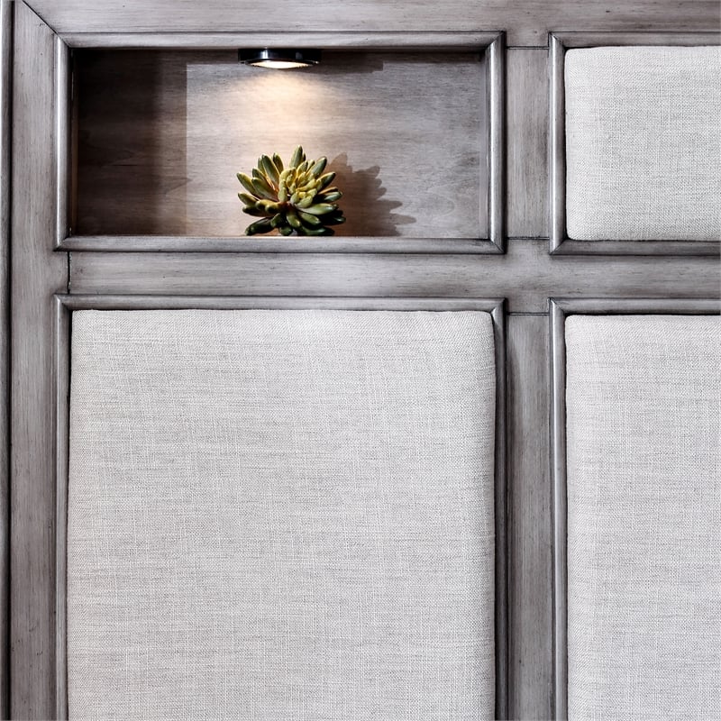 Furniture of America Cartagena Solid Wood California King Bookcase Bed in Gray