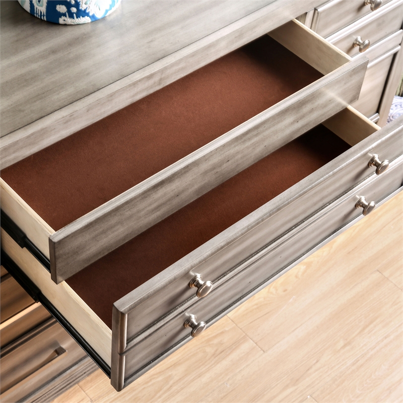 Furniture of America Cartagena 2-Piece Wood Dresser and Mirror in Gray