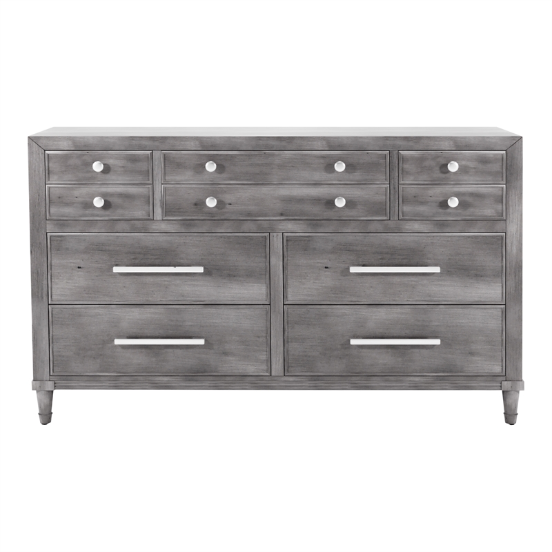 Furniture of America Cartagena 2-Piece Wood Dresser and Mirror in Gray