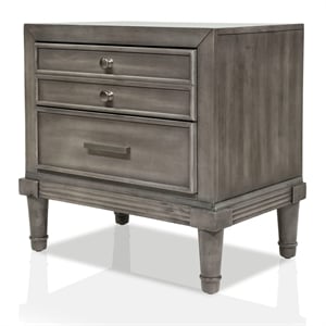 Furniture of America Cartagena Solid Wood 3-Drawer Nightstand in Gray